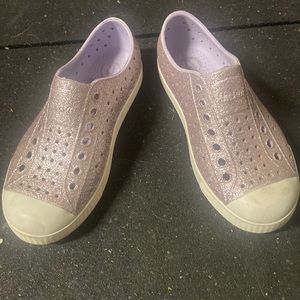 Purple sparkle girls, native shoes, size 12